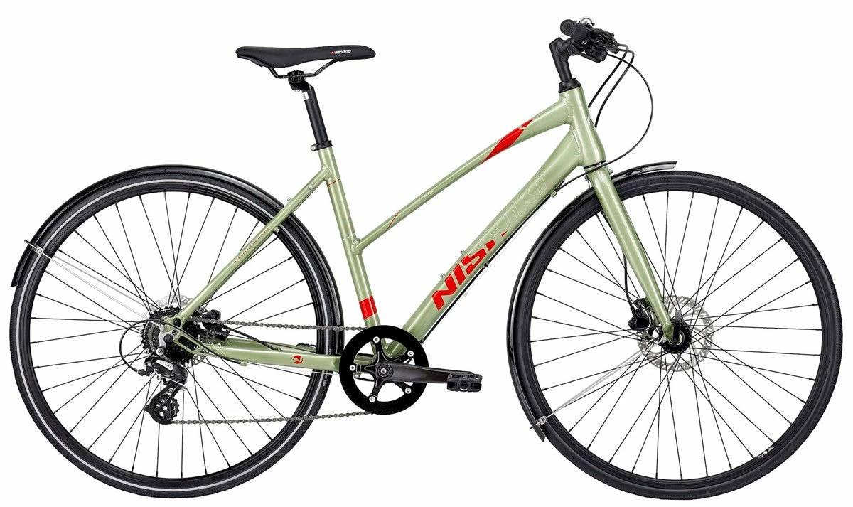 Nishiki Touring Master Dame Citybike Lysgrøn M. Røde Detaljer